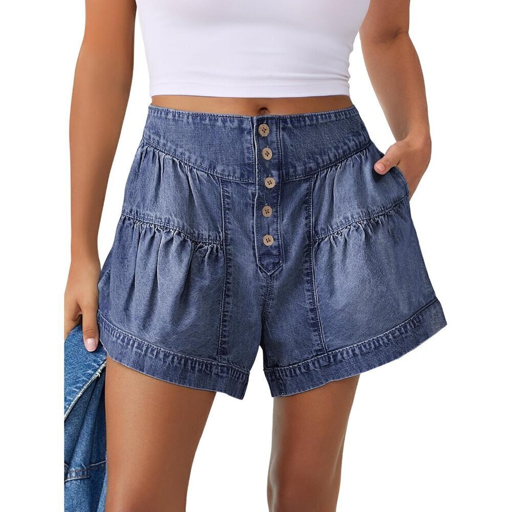 Women's Denim Shorts High Waisted Baggy Wide Leg Casual Summer Fashion
